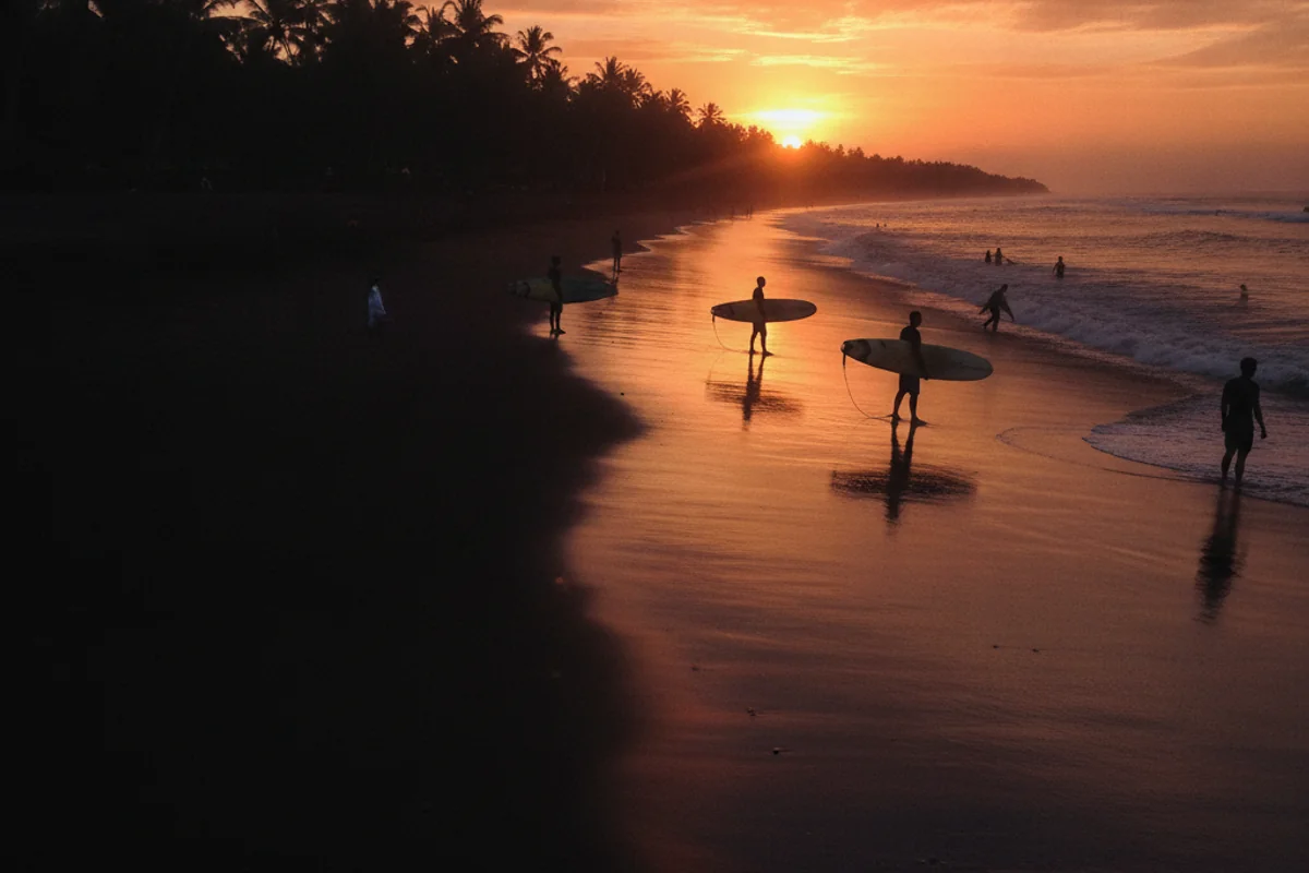 Sunset surf session in Canggu