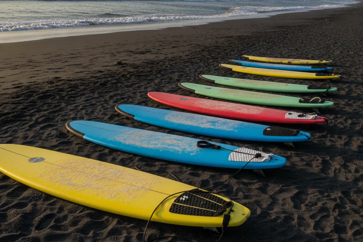 Surfboards on the beach in Canggu, Bali